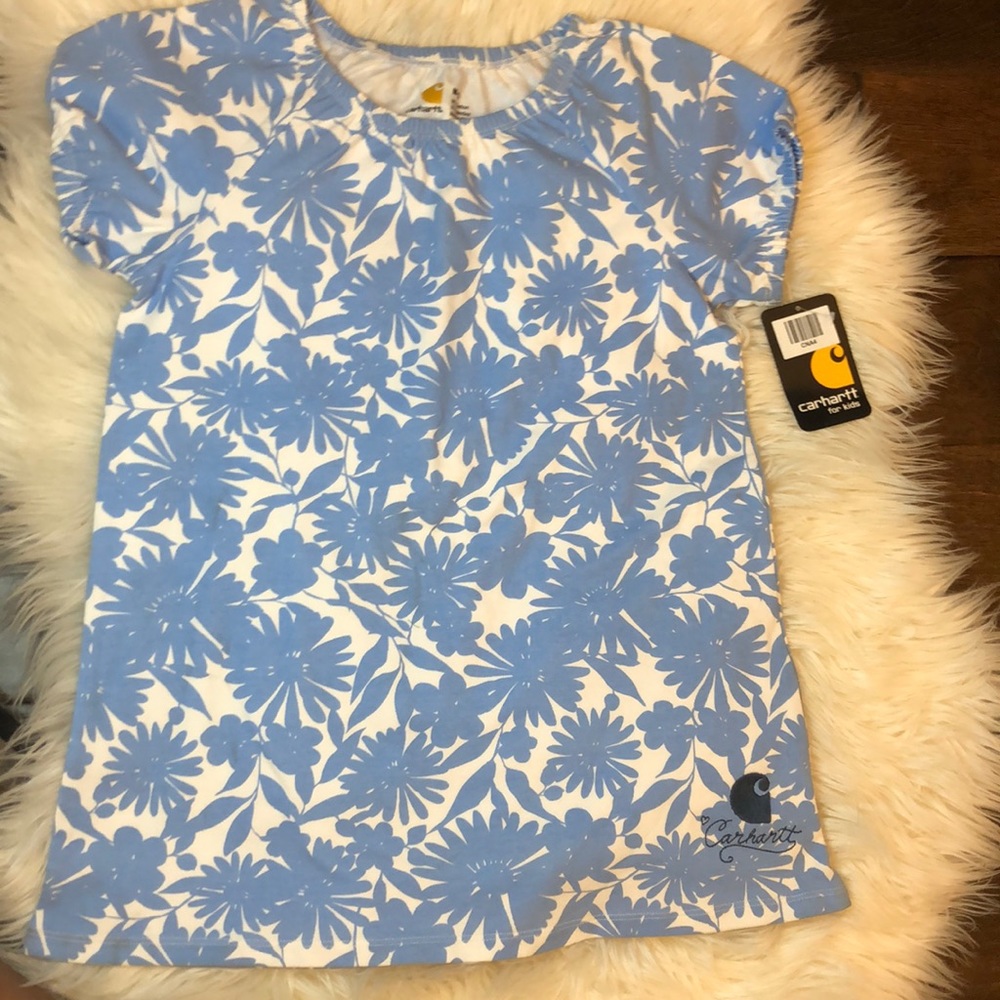 Girls Blue and white Floral Pattern Shirt